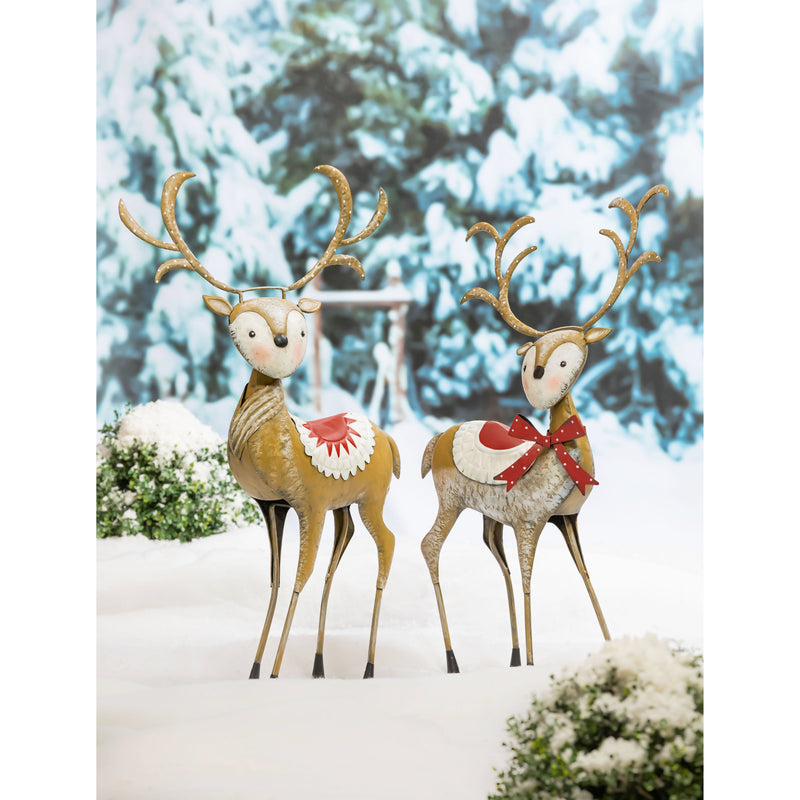 Evergreen Statuary,Festive Holiday Deer Statue, 2 ASST,19.25x6x31.75 Inches