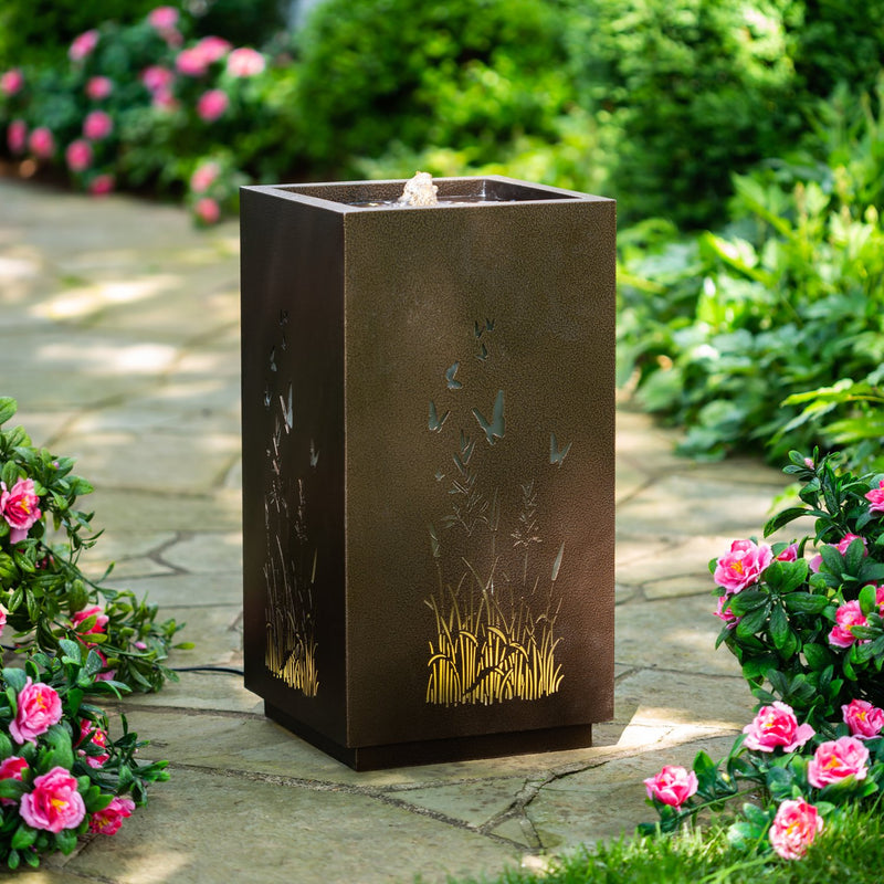 11.8"x21.65" Rectangular Laser Cut Fountain with LED Lights,phc210