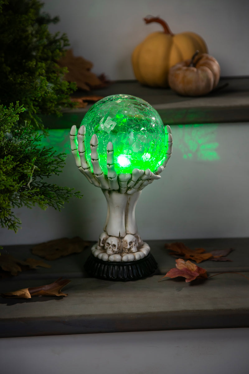 Evergreen Statuary,LED Skull Hand Globe Statuary,4.72x5.59x9.84 Inches