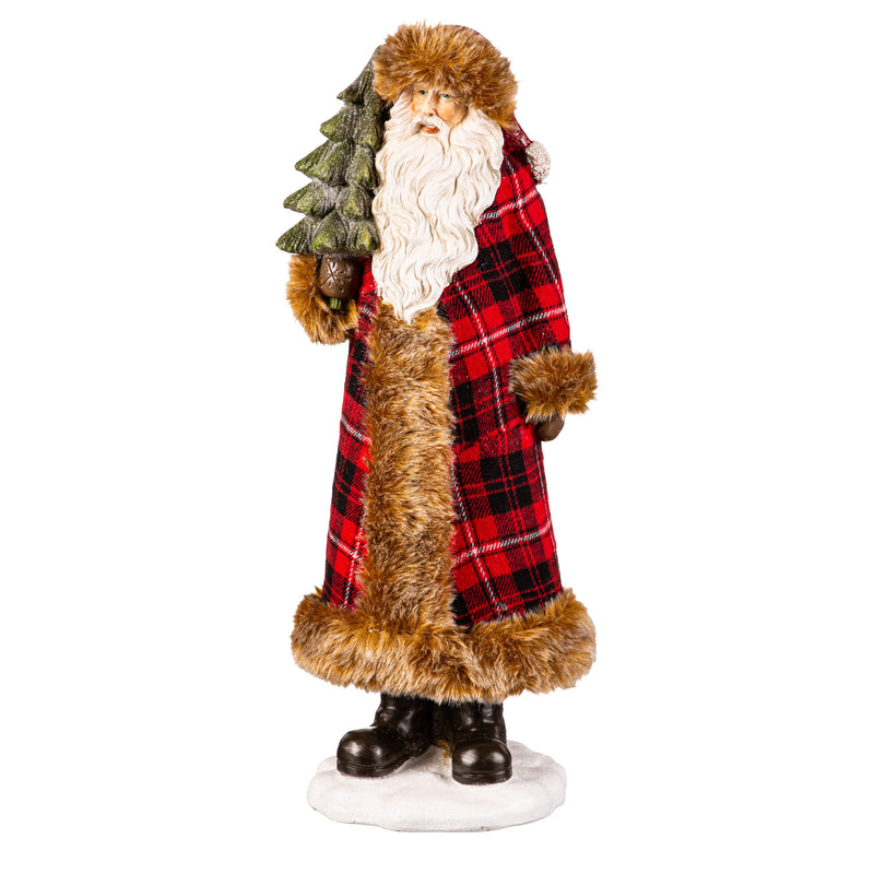 Resin Santa Holding Christmas Tree Statuary,phc329