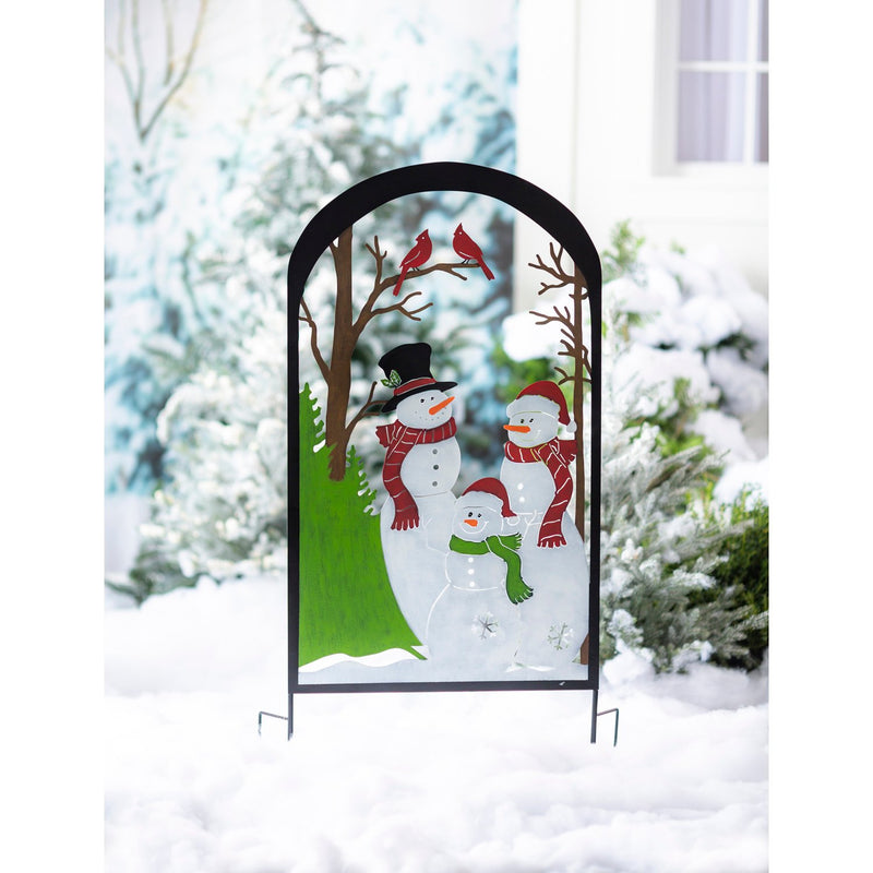 Laser Cut Trellis-Snowman Family,phd001