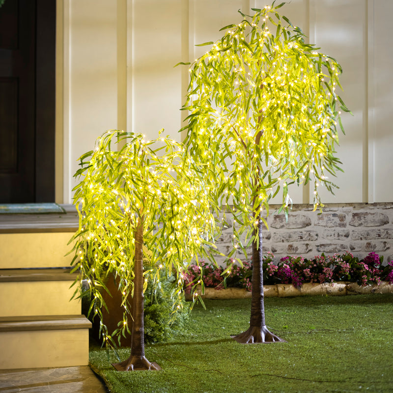 Indoor/Outdoor Lighted LED Green Willow Tree 6',phl019