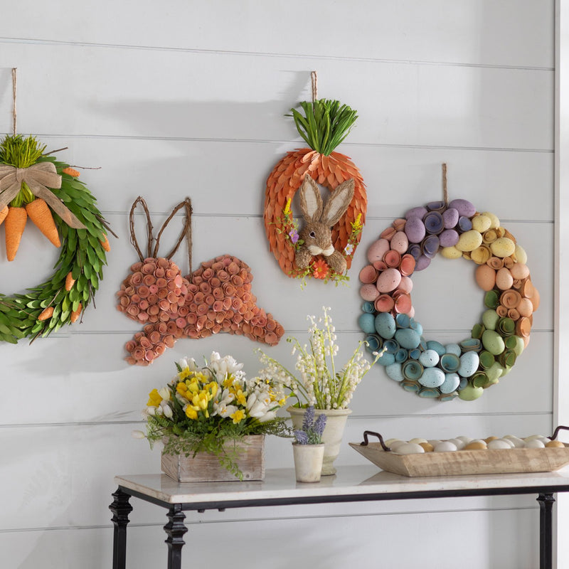 17.5" Easter Egg Rainbow Woodcurl Wreath,phl252