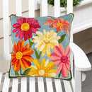 Blooming Daisy Indoor/Outdoor Hooked Pillow 18"x18"