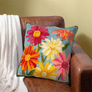 Blooming Daisy Indoor/Outdoor Hooked Pillow 18"x18"