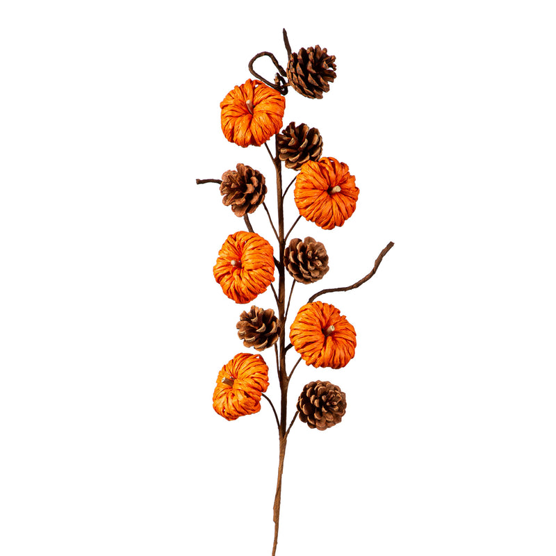 Orange Paper Pumpkins Stem, Set of 2,phl348