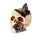 Resin Skull with Two Butterflies Statuary