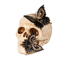 Resin Skull with Two Butterflies Statuary