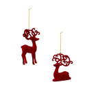 Red Flocked Deer Ornament,phl384