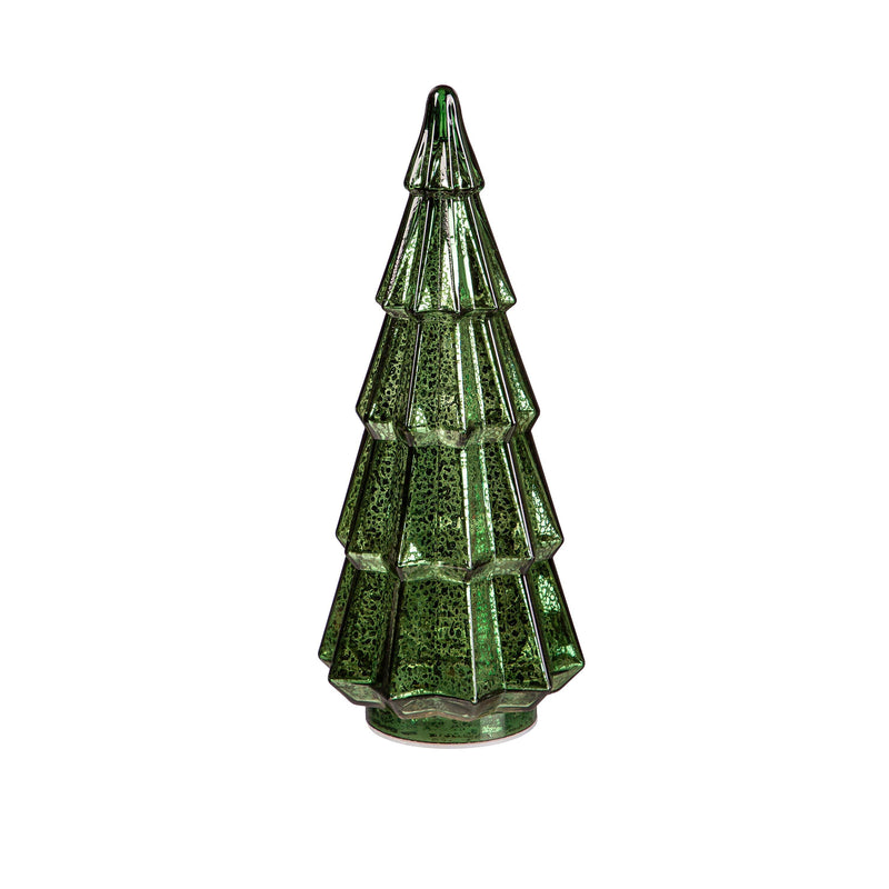 LED Colored Glass Tree Table Décor Set, Green and Red,phl395