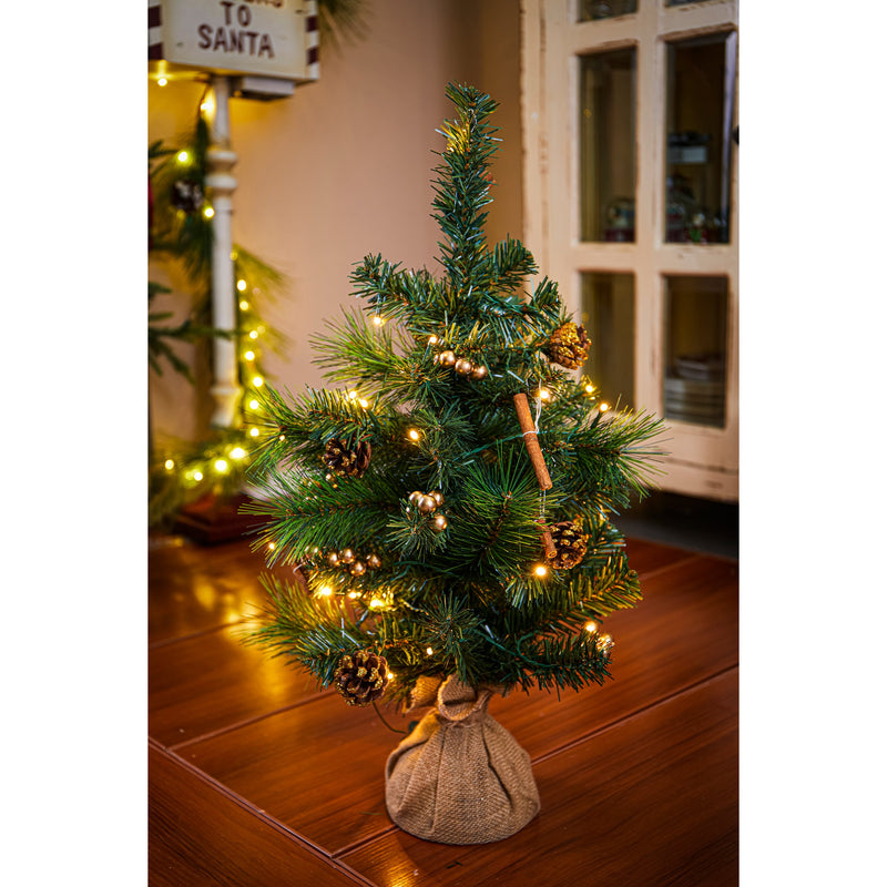 2' Decorated Tree in Burlap Base,  Gold berries,phl451