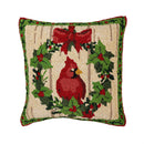 Indoor/Outdoor Hooked Pillow, Polypropylene, Cardinal Joy, 18"x18"