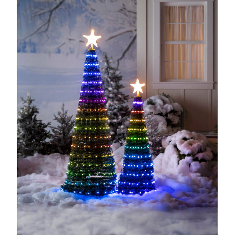 Evergreen Holiday Decorations,Indoor/Outdoor Foldable Christmas tree with RGB Lights  47",16x16x47 Inches