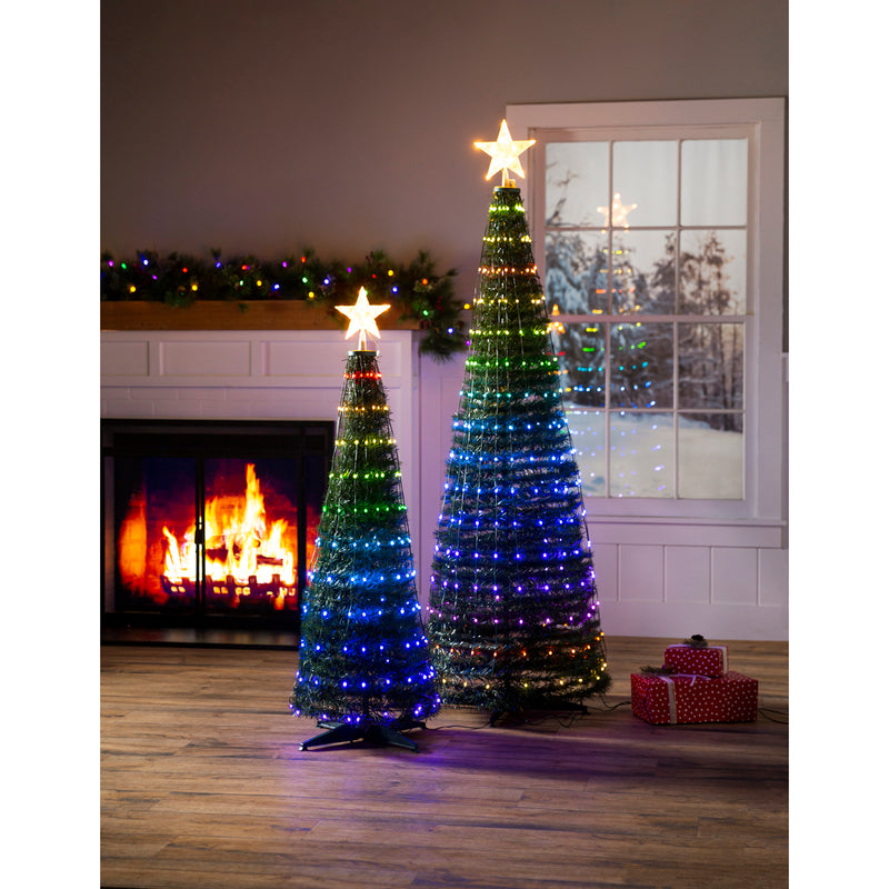 Evergreen Holiday Decorations,Indoor/Outdoor Foldable Christmas tree with RGB Lights  71",24x24x71 Inches