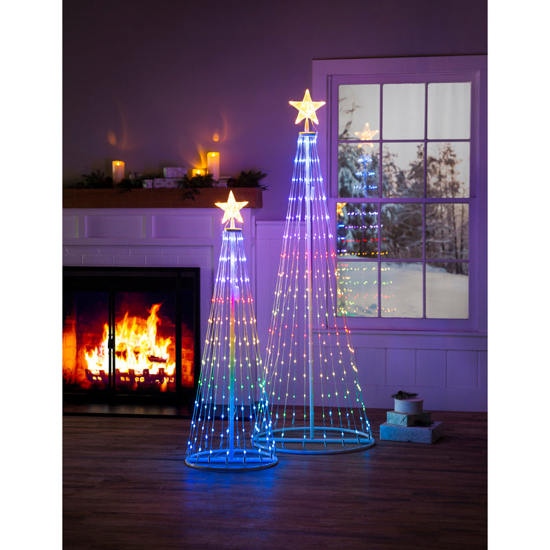 Evergreen Holiday Decorations,Indoor/Outdoor Cone tree with RGB Lights 75",31x31x75 Inches