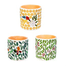 Cottage Garden Planter, Mosaic Planter,4.5"Dx4.5"H, Bird/Butterfly/Dragonfly, 3 Asst