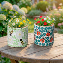 Cottage Garden Planter, Mosaic Ladybug and Bee, 2 Asst