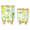 VivaStyle Veranda Garden Planter with Gold Feet, Planter with Stand, Set of 2