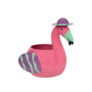 Tropical Oasis Planter, Metal Flamingo with Hat, 2 Asst