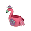 Tropical Oasis Planter, Metal Flamingo with Hat, 2 Asst