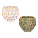 VivaStyle Planter, Ceramic Honeycomb Stone, 4"H, Asst of 2
