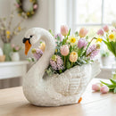 Hillside Pasture Planter Resin Swan Planter, 11.37"