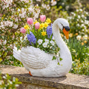 Hillside Pasture Planter Resin Swan Planter, 11.37"