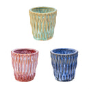 Hillside Pasture Planter, Ceramic zig textured planter, 3.2"Dx3.5"H,3 Asst