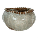 VivaStyle Planter, Ceramic Organic Shape with Beaded Rim, 8"