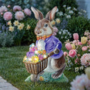 Hop Into Spring Porch Leaner, Metal Garden Bunny, LED