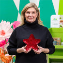 Heartfelt Cheer Plate Glass Star Shape, Red, 8"