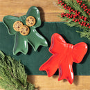 Heartfelt Cheer Plate Ceramic Bow Shaped Server, Asst of 2, 12.5"