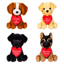 Valentine's Day Plush Toy, Sentiment Heart Dogs, 10", Asst of 4