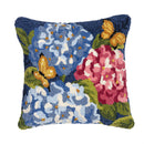 Vibrant Hydrangeas Indoor/Outdoor Hooked Pillow 18"x18"