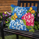 Vibrant Hydrangeas Indoor/Outdoor Hooked Pillow 18"x18"