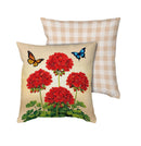 Welcome Red Geranium Check Pillow Cover