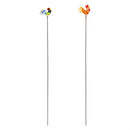 Hillside Pasture Garden Stake Glass Rooster Plant Pick, 15"H, 2 Asst, 24 Pcs with Display Bucket