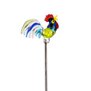 Hillside Pasture Garden Stake Glass Rooster Plant Pick, 15"H, 2 Asst, 24 Pcs with Display Bucket