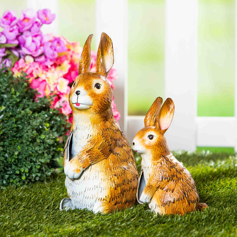 Evergreen Statuary,PAIR METAL RABBITS,5.51x7.87x14.17 Inches