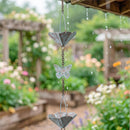 Cottage Garden Rain Chain, Metal, Butterfly with Cup, Green Patina Finish, 72"L