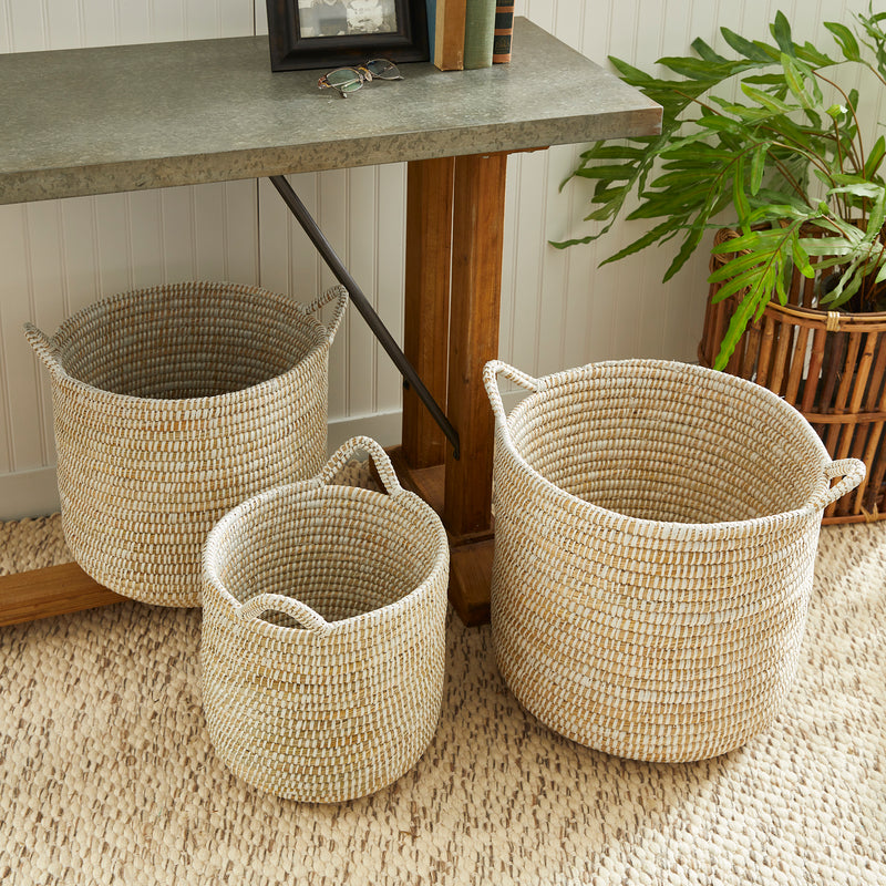 NAPA Home & Garden, RIVERGRASS ROUND BASKETS WITH HANDLES, SET OF 3,RG400