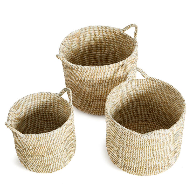 NAPA Home & Garden, RIVERGRASS ROUND BASKETS WITH HANDLES, SET OF 3,RG400