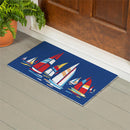 Blue Coastal Sailboats PVC Trapper Mat, Landscape, 28"x16"