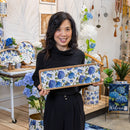 VivaStyle Serveware, Rectangular Wood Serving Tray, Hydrangea, 18"L
