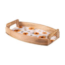 VivaStyle Sunflower Fields Serveware, Wood Serving Tray with Handles,15"L