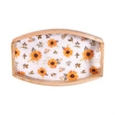 VivaStyle Sunflower Fields Serveware, Wood Serving Tray with Handles,15"L