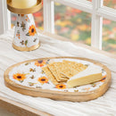 VivaStyle Sunflower Fields Serveware, Irregular Shaped Wood Serving Tray, Sunflower, 12"L