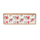 VivaStyle Poinsettia Bliss Serveware, Rectangular Wood Serving Tray, 18"L