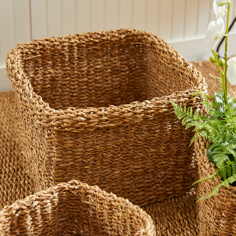 NAPA Home & Garden, SEAGRASS SQUARE BASKETS WITH CUFFS, SET OF 3,SG2004