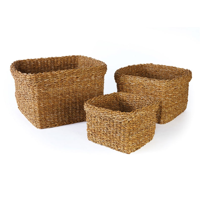 Napa Home Garden, SEAGRASS SQUARE BASKETS W CUFF ,SET OF 3,sg2004